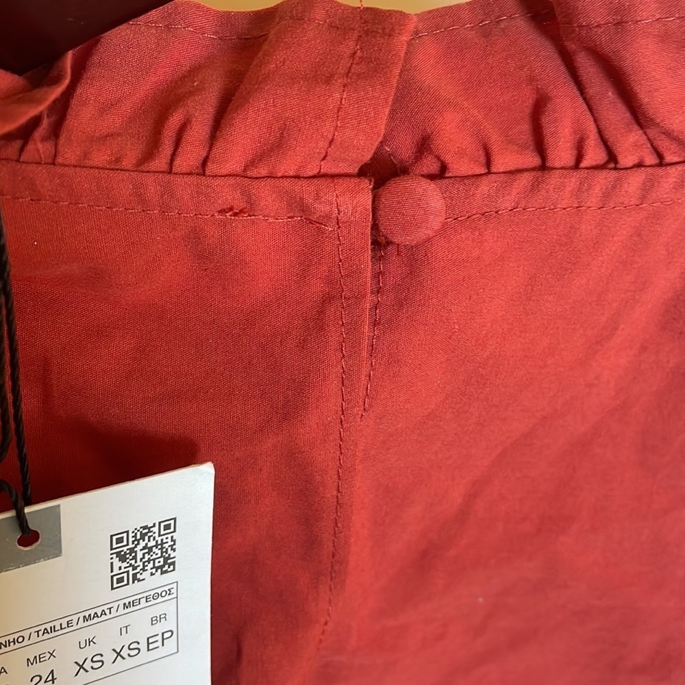 ZARA Ruffled Poplin Cropped Top - Picture 8 of 11
